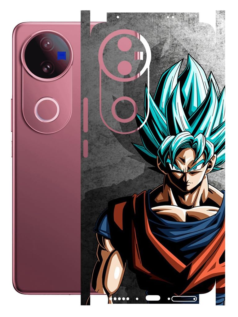AtOdds Mobile Skin Sticker Wrap | Compatible for VIVO V50 (5G) | Scratchproof Matte Finish | Full Coverage for All Sides & Camera Protection (Goku)-image-11
