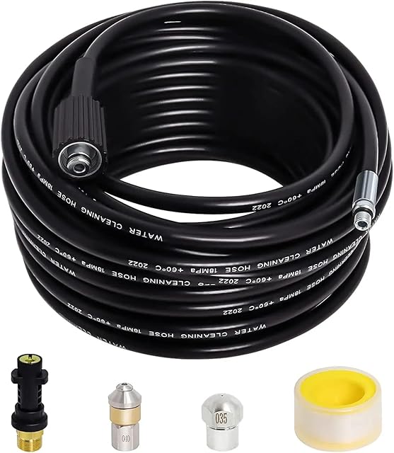 Pressure Washer Hose 20m/ 65ft Compatible with Karcher K2/K3 K4/K5/K6/K7 Series M22(14mm) Quick Connector High Pressure Cleaning Kit Accessory with Jet Nozzle and Rotary Nozzle Gekufa