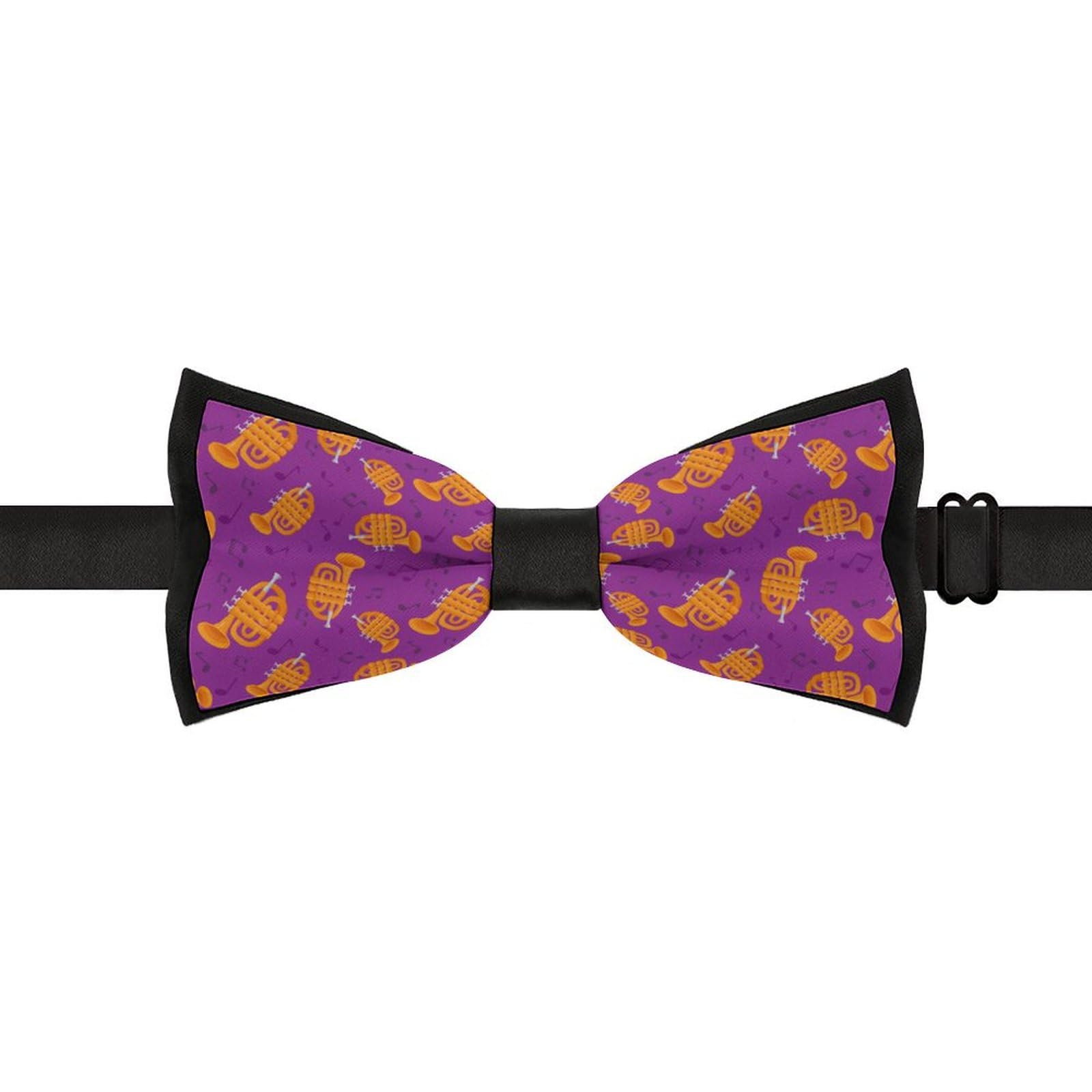 GoasNei Golden Trombones of Music Notes Pattern Bow Tie for Men Adjustable Necktie Funny Tie Neck Ties for Weddings Party