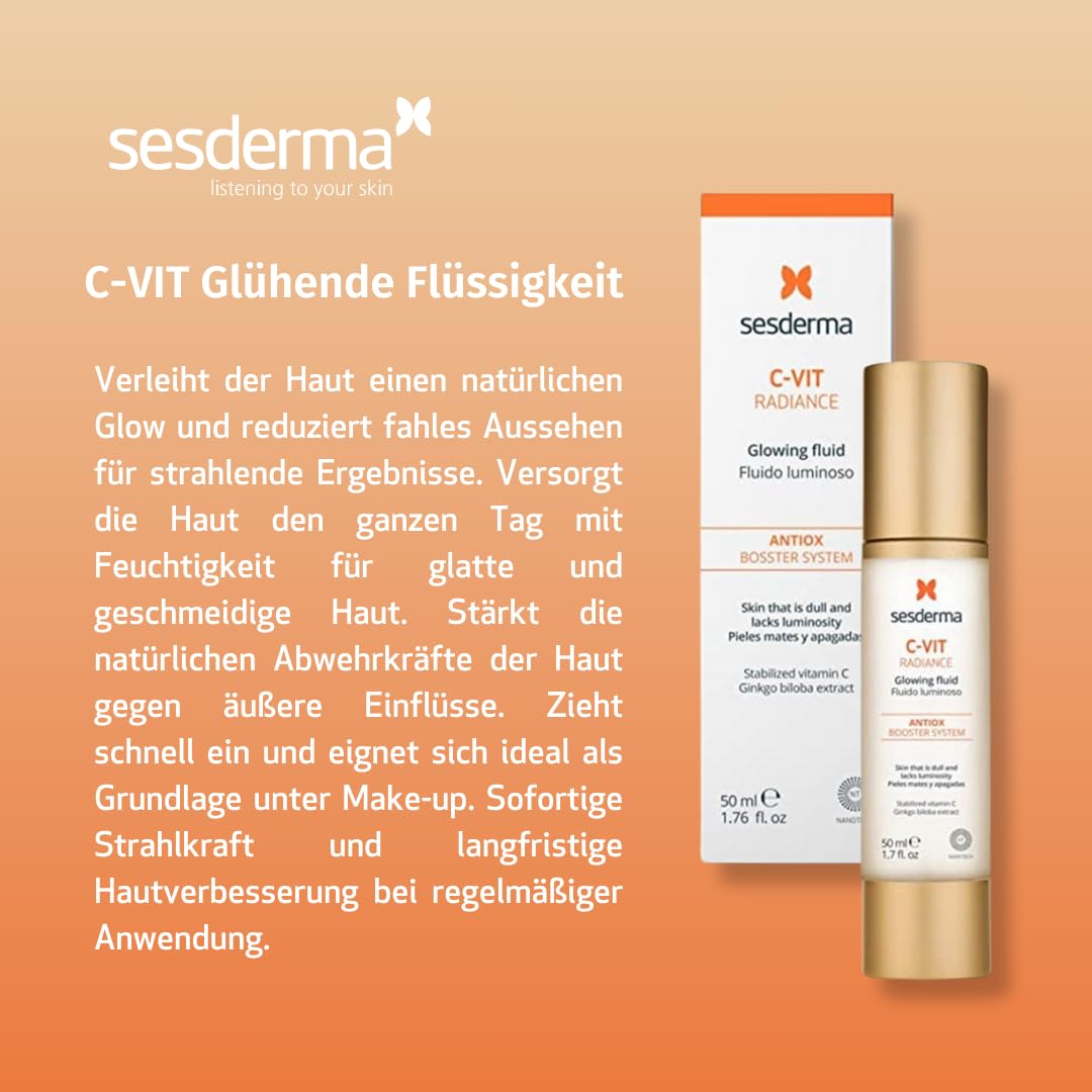 Sesderma C-VIT Weihnachtsset - Radience Creme 50 ml + Serum 30 ml, Vitamin C Anti-Aging Set, Feuchtigkeit & Glow, Für strahlende Haut, Ideal für alle Hauttypen