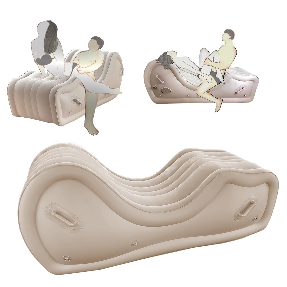Sexe Canapé Meubles pour Couples Gonflable Sexe Bondage Canapé Chaise avec Pompe à air intégrée G Spot Position BDSM Coussin-lit pour Adultes Femmes Sexuelles Vergnügen Khaki