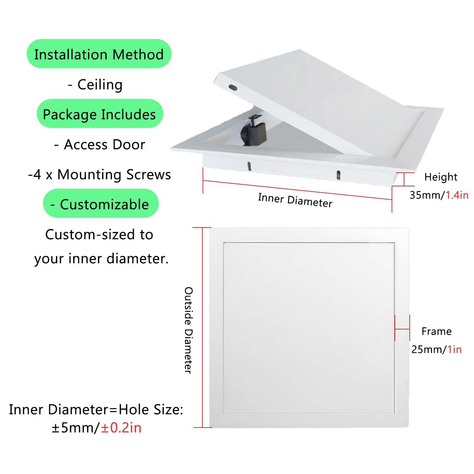 Porta di accesso ad incasso in lega di alluminio senza giunzioni - Sportello di ispezione delle utenze push to open-1pz(330x457mm)