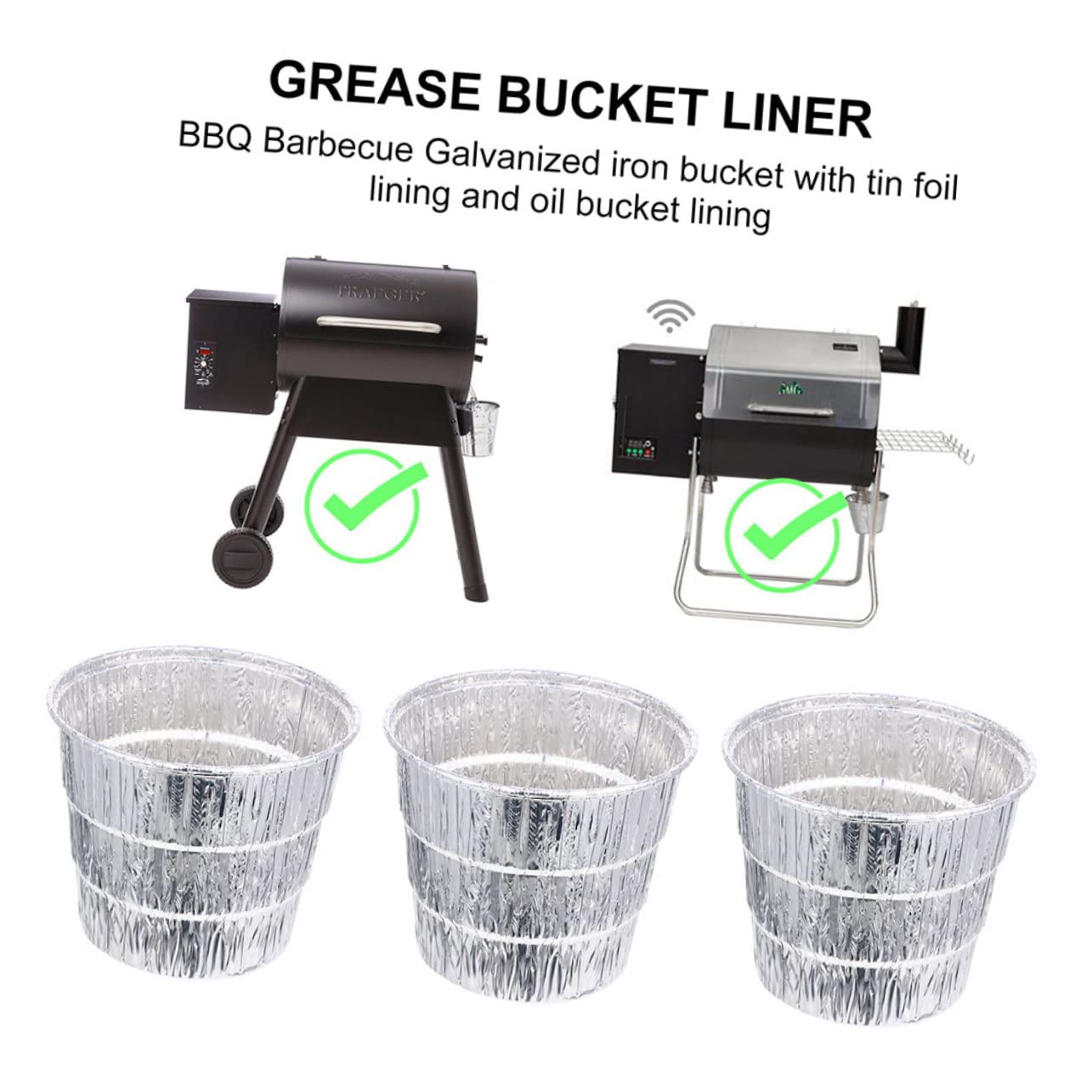 Secchio per Grasso Barbecue Portatile in Ferro 10 Pezzi Argento
