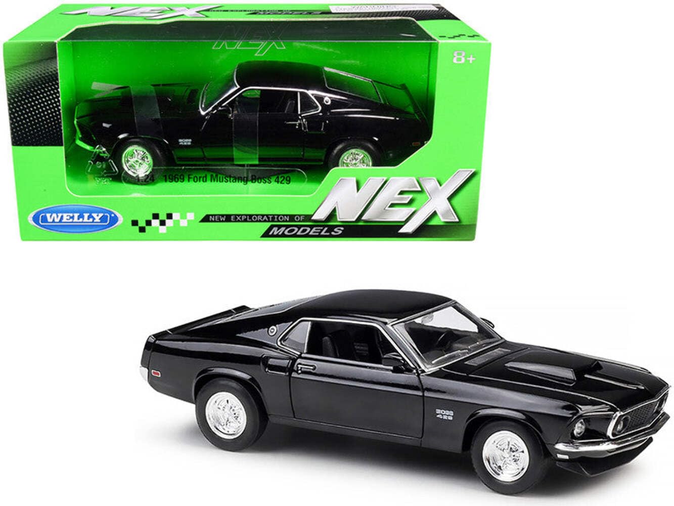1969 Ford Mustang Boss 429 Black NEX Models 1/24 Diecast Model Car