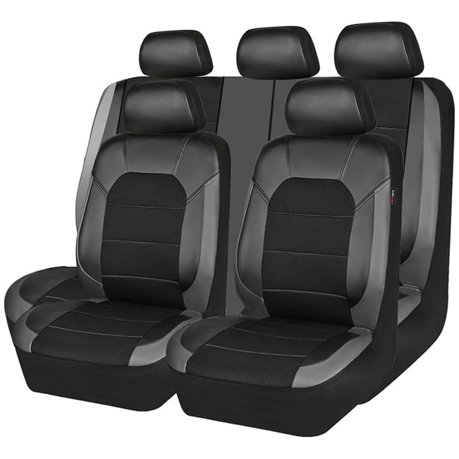 HHCVLUZI Car Seat Covers Fit For Peugeot 2008 Gt Line Gt-Line Suv，Auto Front Rear Seat Seat Cover PU Leather Cushions Protectors Breathable Waterproof Accessories,B/Gray