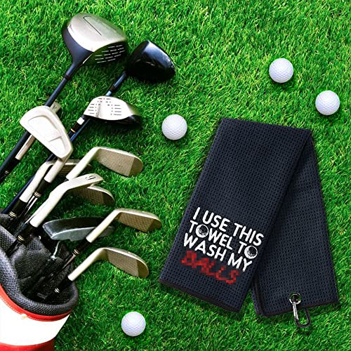 Dyjybmy I Use This Towel Funny Golf Towel, Embroidered Golf Towels For Golf Bags With Clip, Golf Gift For Men Husband Boyfriend Dad, Birthday Gifts For Golf Fan, Dad Golf Towel #TOP3