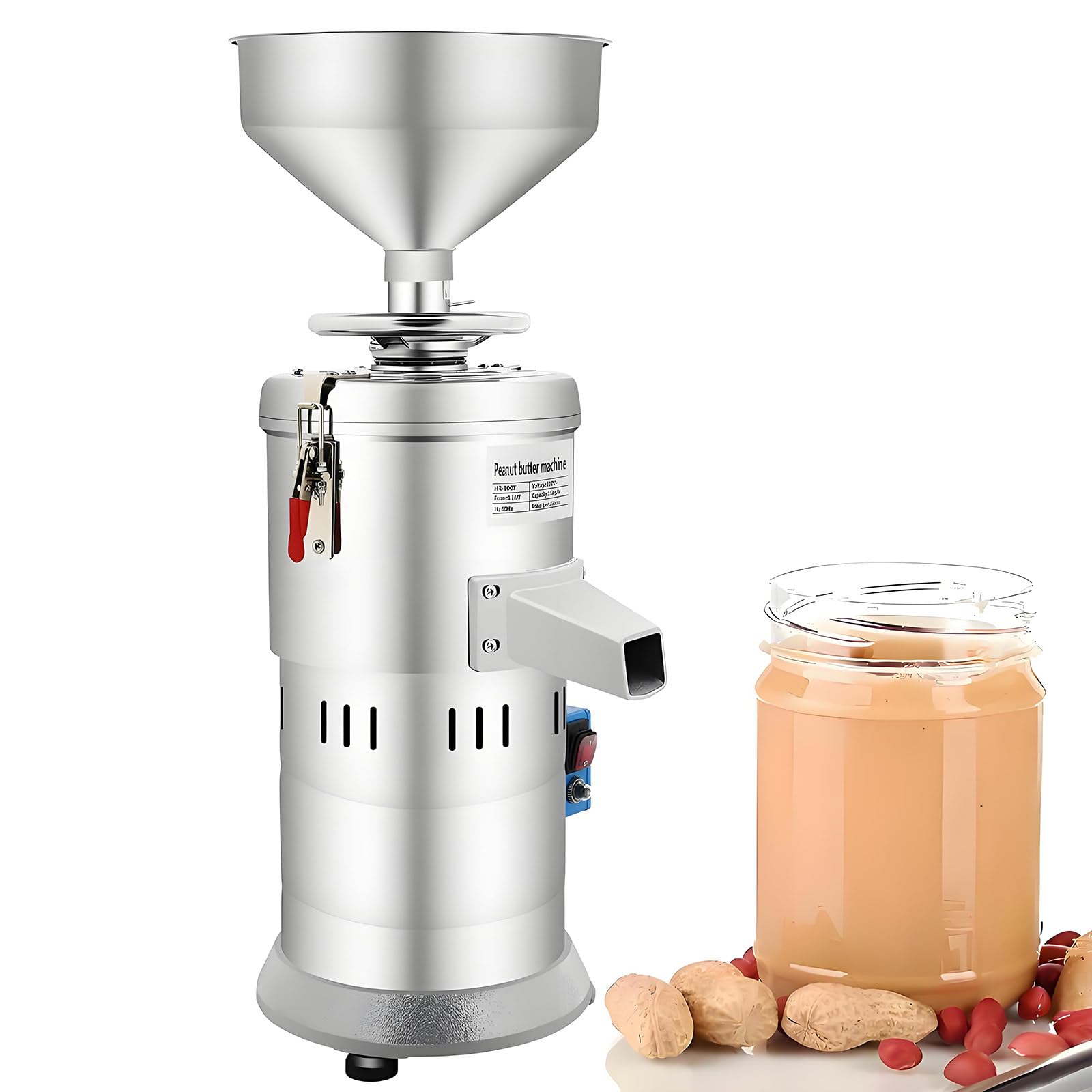 Erdnuss-Sesam-Mahlmaschine, Edelstahl-Erdnussbutter-Maschine, Home/Commercial Grinder für Erdnuss, Cashew-Nuss, Sesam - 15 kg/h Kapazität