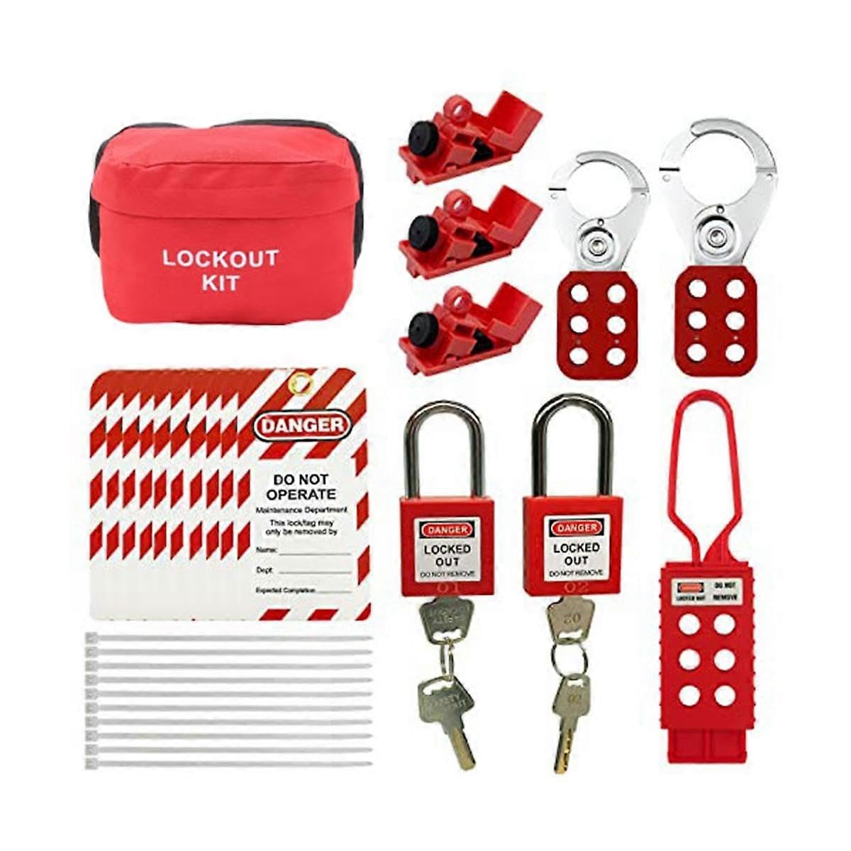 Joyhappst Image Color Electrical Lockout Tagout Kit -Lock Out Tag Kits With Hasps,Circuit Breaker Lock,Safety Padlock(2 K