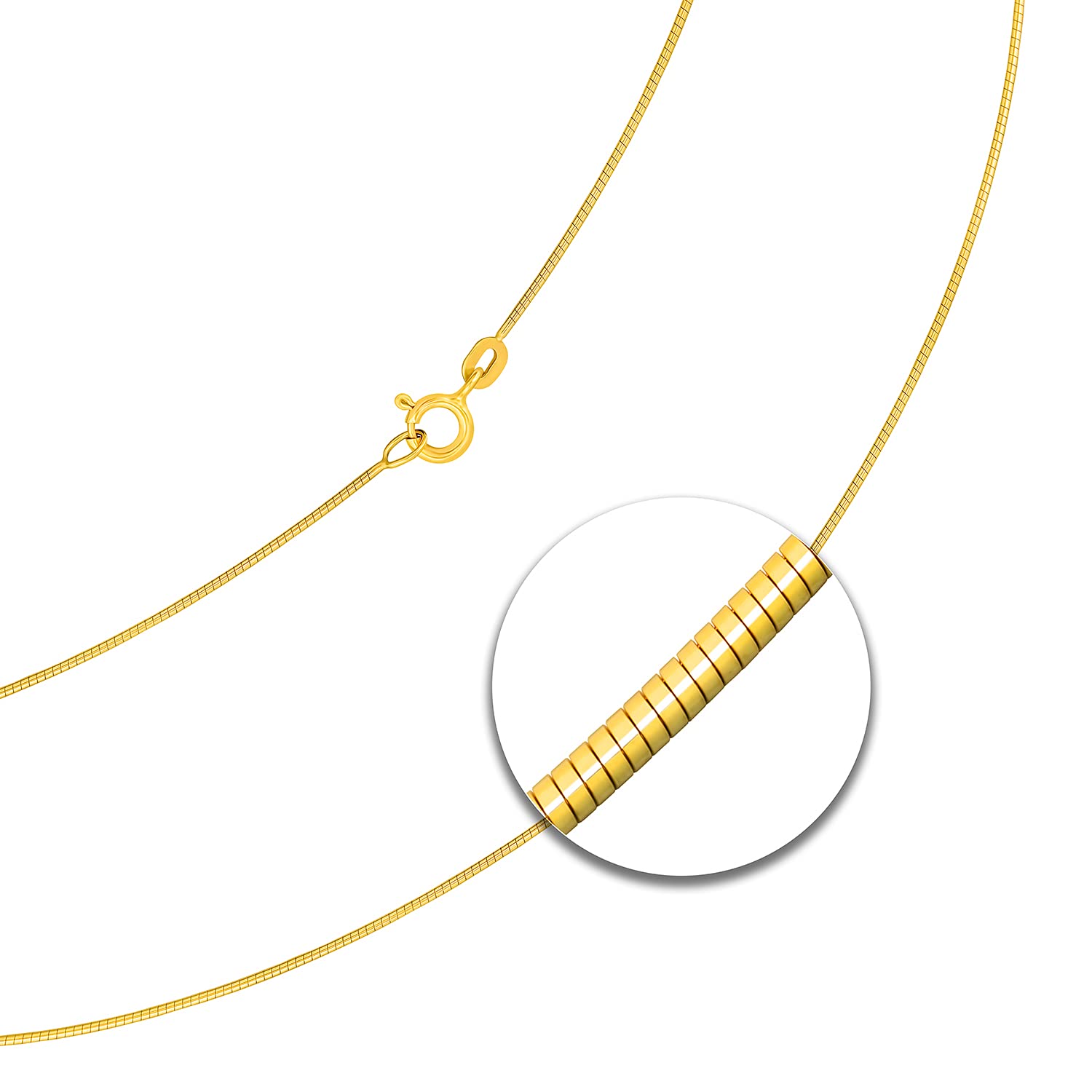 EDELIND 14K 8K Oro Amarillo Cadena Cola Topo Mujer Nina Fina 0.8 mm De 34 a 80 cm Collar Unisex de Oro Puro 333, 585 Caja de Regalo de Joyería