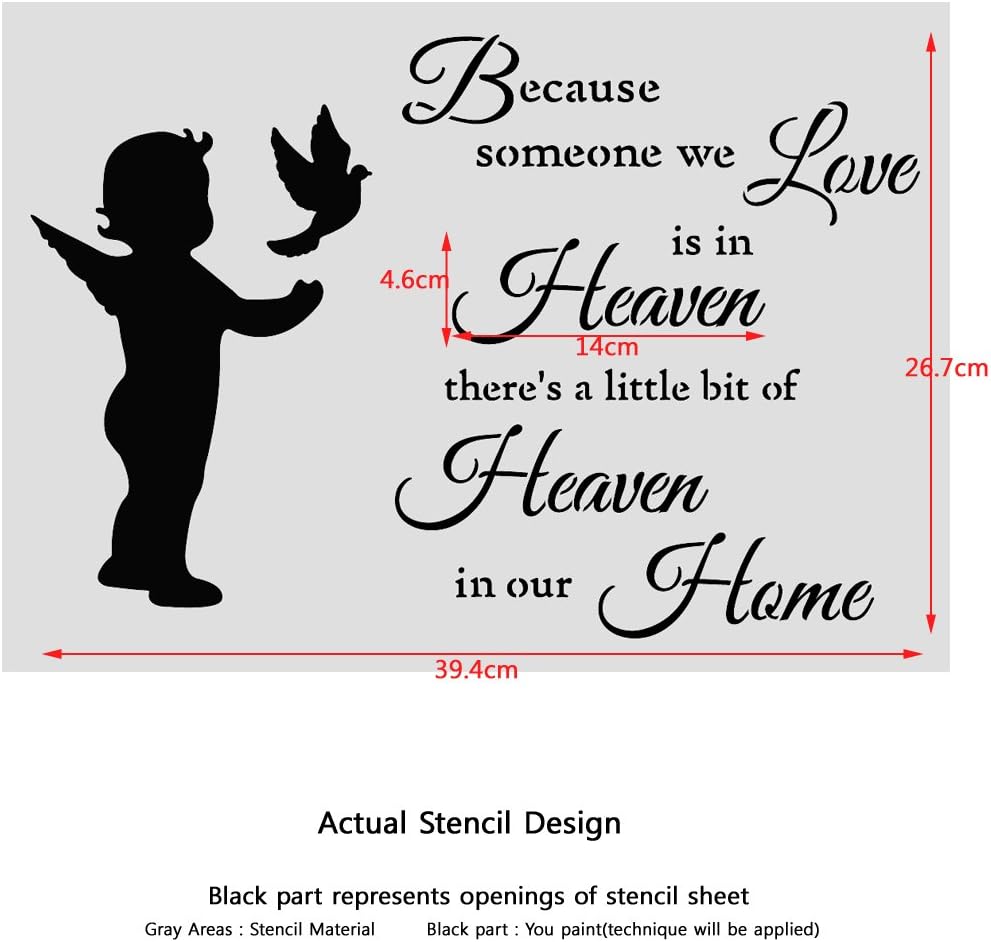 Because Someone You Love is in Heaven Stencil for Painting Signs Crafting DIY Wall Decor - Artistic Stencil
