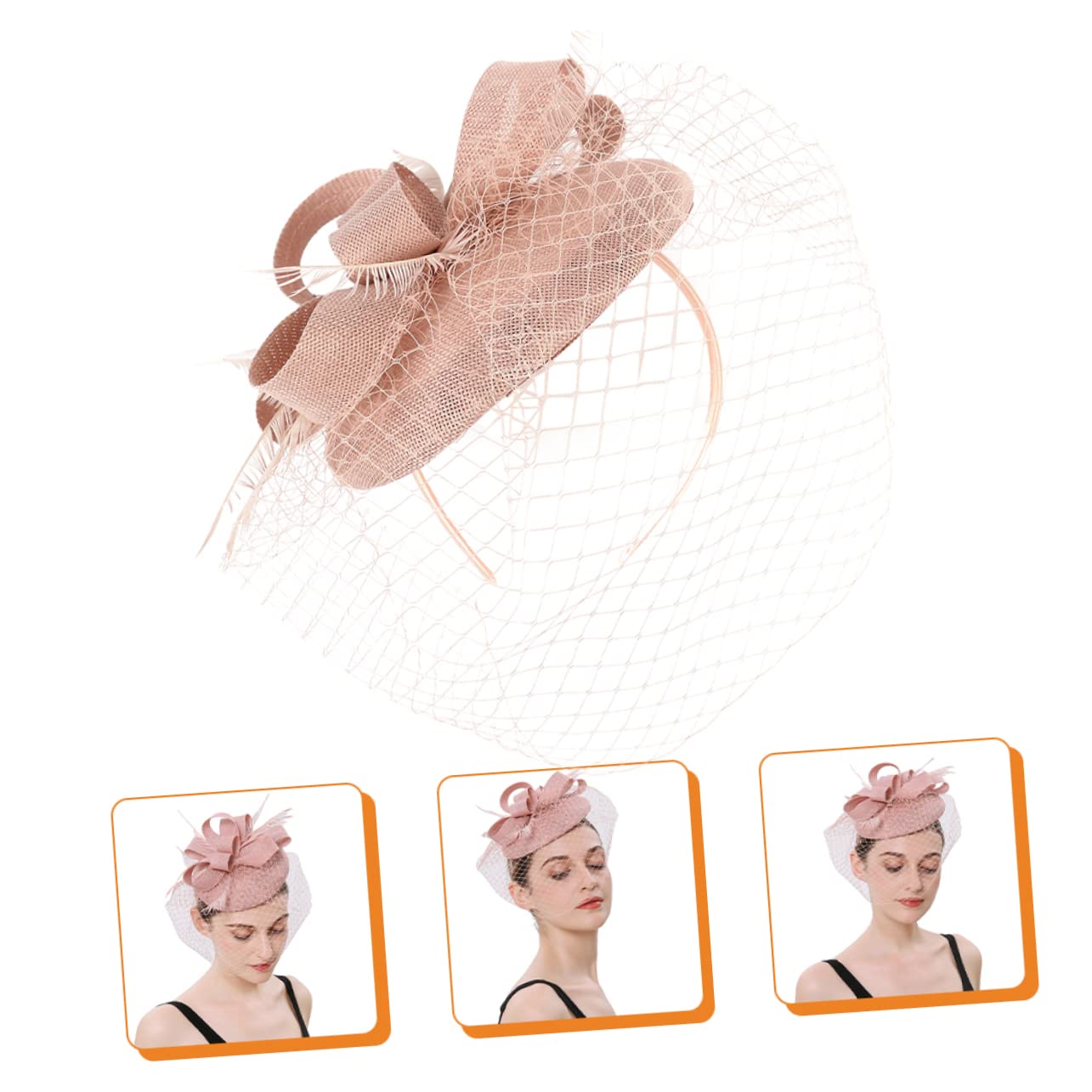 FOMIYES 2 Pz Cappello da Cocktail Party Cappelli Fascinator per Le Donne Copricapo da Cocktail Tea Party Fascinatore a Rete tè Piuma Artificiale da Donna Affascinante per