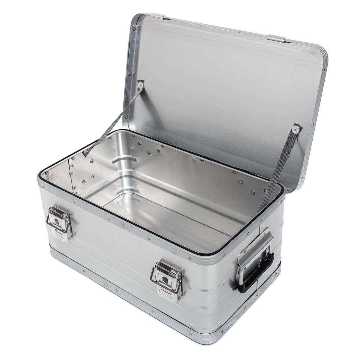 Allpax Aluminium Behälter mit Deckel - 37,9 Liter - 51,7 x 32,1 x 23,0 cm - korrosionsbeständig - mit Gummidichtung und 2 Klapphandgriffen - Aluminiumbox, Transportkiste, Werkzeugkiste, Lagerbox