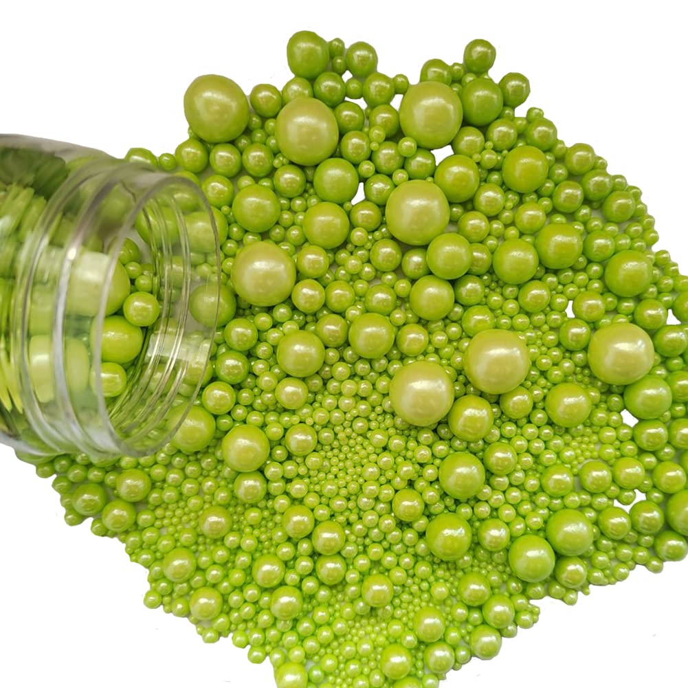 Edible Green Sugar Pearls Candy Sprinkles 120G/ 4.23Ounce Baking Cake Sprinkles Cupcake and Cake Topper Cookie Decorations Wedding Party Valentines