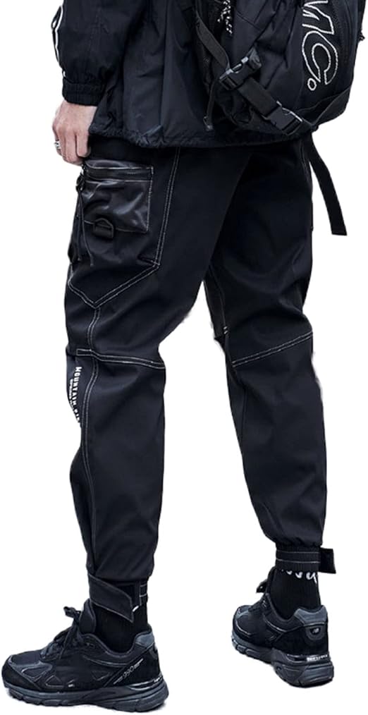 DSDZ Mens Fashion Hip-hop Jogger Patchwork Pockets Baggy