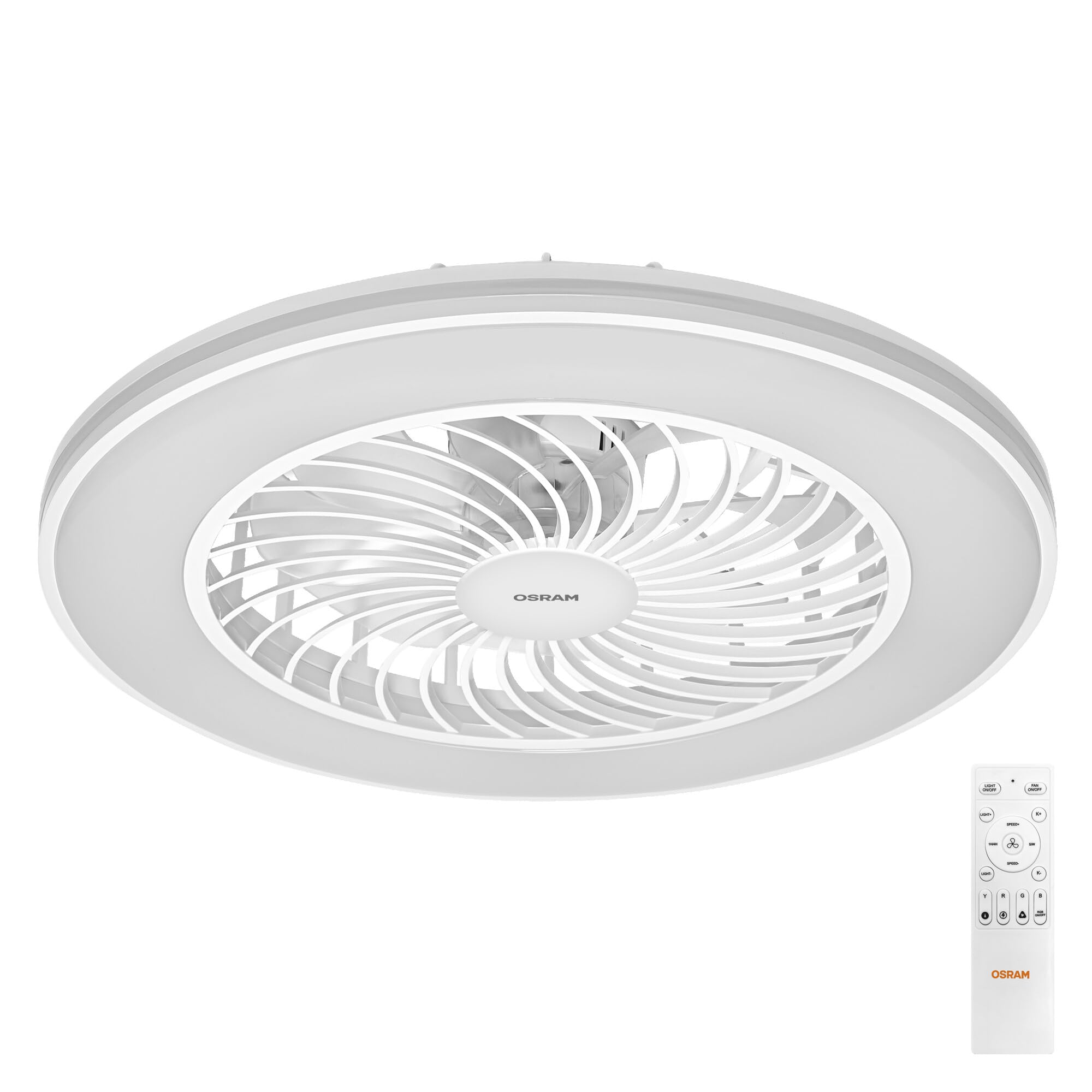 Osram LED-Deckenventilator Bayamo 590mm, 58 W, 2530 lm, CCT 3000-6500 K, RGB, 110° Abstrahlwinkel, 1935 m³/h Luftstrom, 50000 h Lebensdauer, dimmbar, Fernbedienung