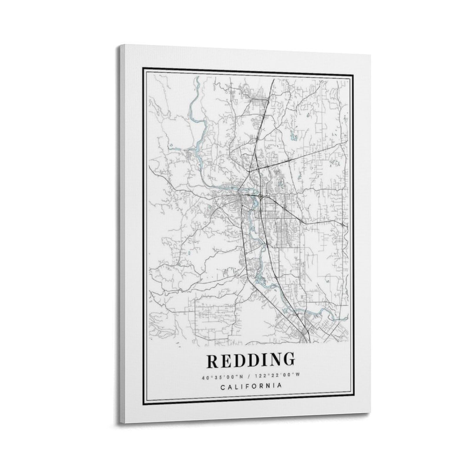 xiaoxiaoshen Redding California Map Canvas Poster Wall Art Prints Room Aesthetic Murals Bedroom And Living Decorations 20x30inch(50x75cm)