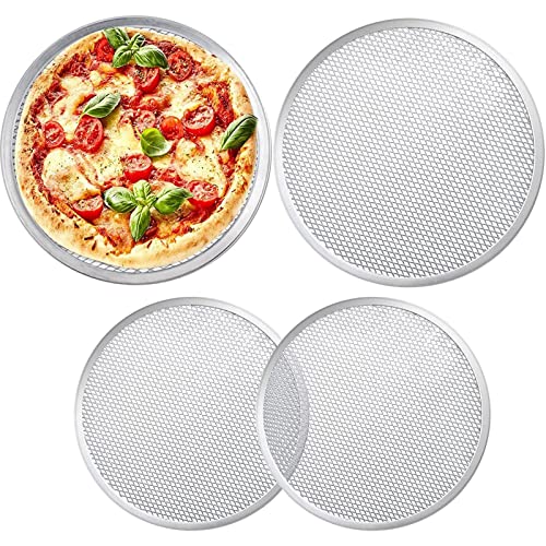 Lot De 4 Grilles à Pizza Rondes Antiadhésives 30,5 Cm - Pour Four Et Friteuse à Air - Aluminium Maille
