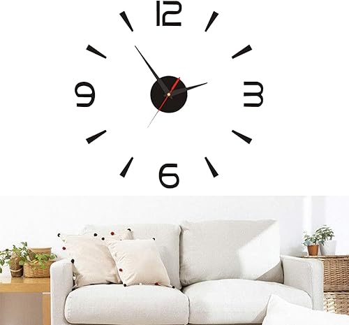Miniatura 6 de Reloj de pared DIY, reloj de pared DIY sin marco, reloj de pared DIY 15.7 in pequeño negro moderno simple estilo europeo silencioso acrílico sin