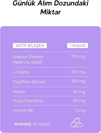 Passiflora Complex – Passiflora, Valerian, L-Teanin ve Vitamin B6 30 Kapsül