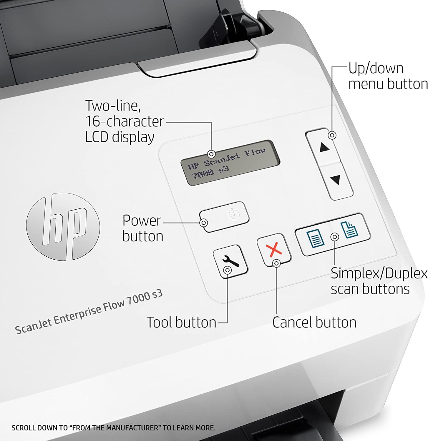 HP Scanjet Enterprise Flow 7000 S3 (L2757A), Doppia Scansione a Singolo Passaggio, Formato A3, Professionale per Documenti e Immagini, Piccolo e Sottile, Bianco