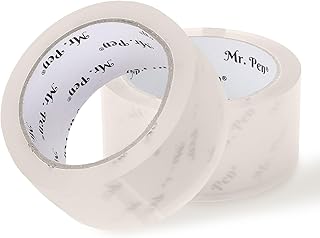 Mr. Pen - Cinta de embalaje, 2 unidades, 2 pulgadas de ancho, 60 yardas, 1.9 mil, sin olor, cinta de envío, rollos de cinta de embalaje, cinta de caja transparente, cinta de correo/mudanza, repuesto