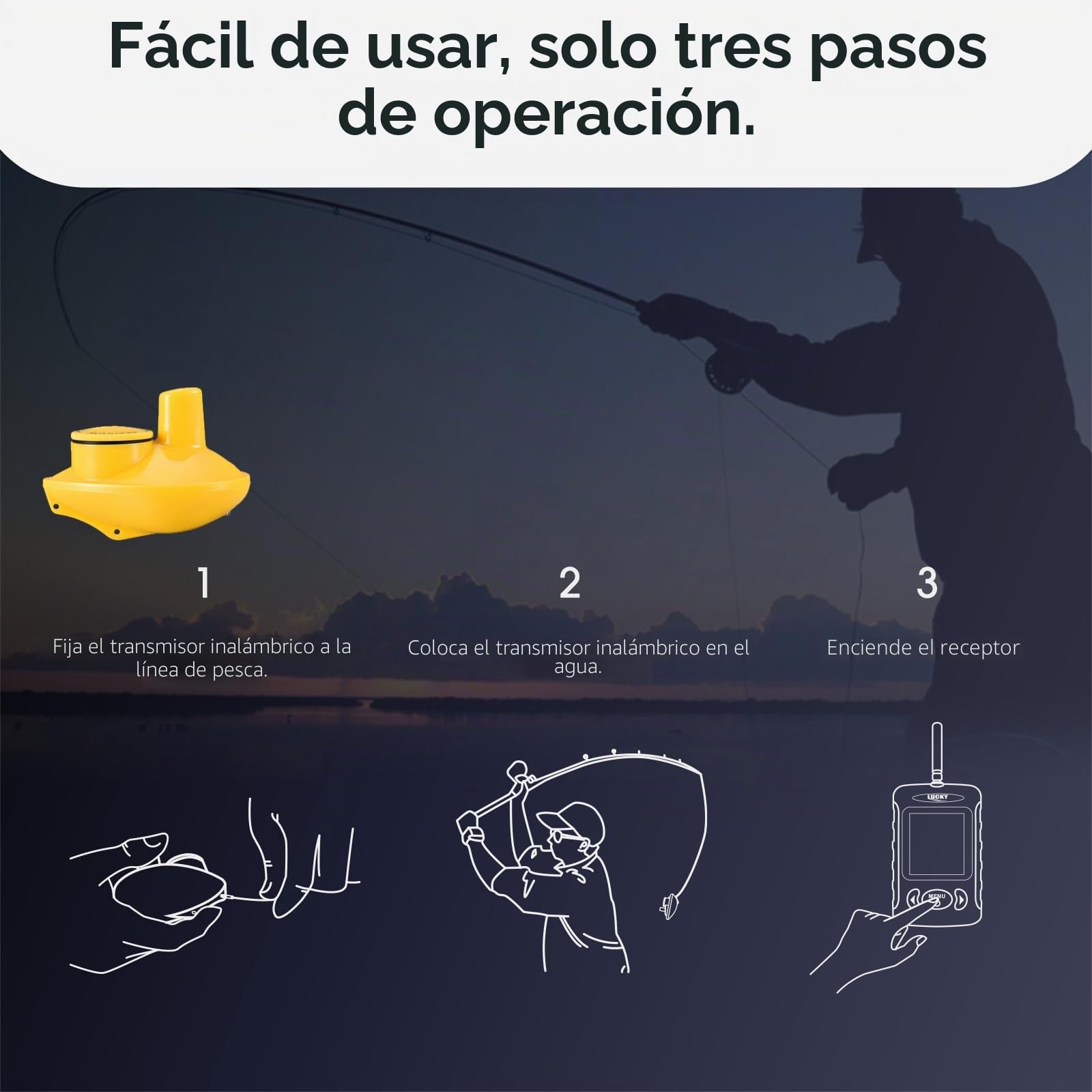 LUCKY Sonda de Pesca Inalámbrica con Indicador de Profundidad y Pantalla LCD FFW718