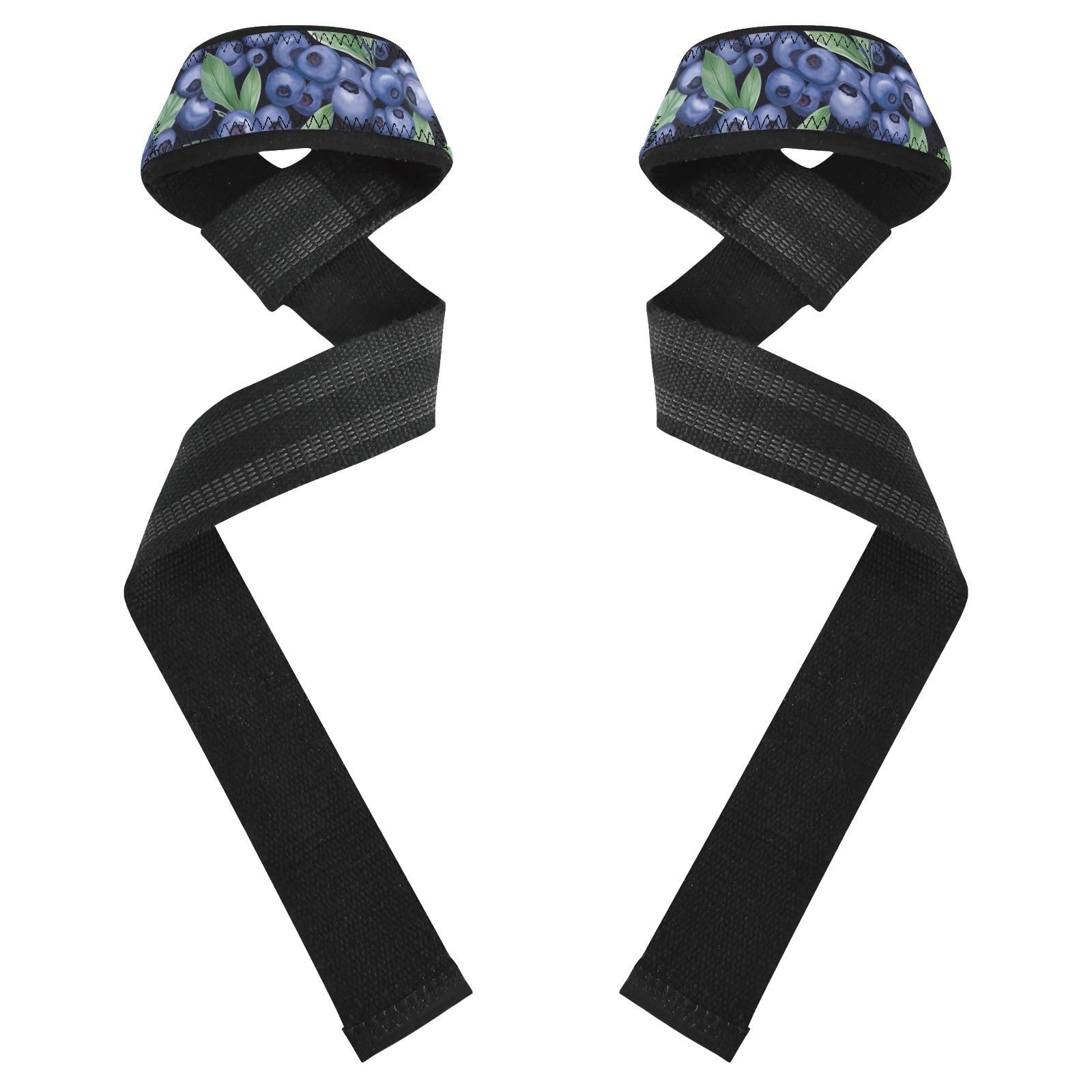 Nander Blueberries Wrist Straps for Weightlifting,Lifting Straps with Neoprene Cushioned Wrist Padded and Anti-Skid Silicone for Strength Training,Bodybuilding,Deadlifting