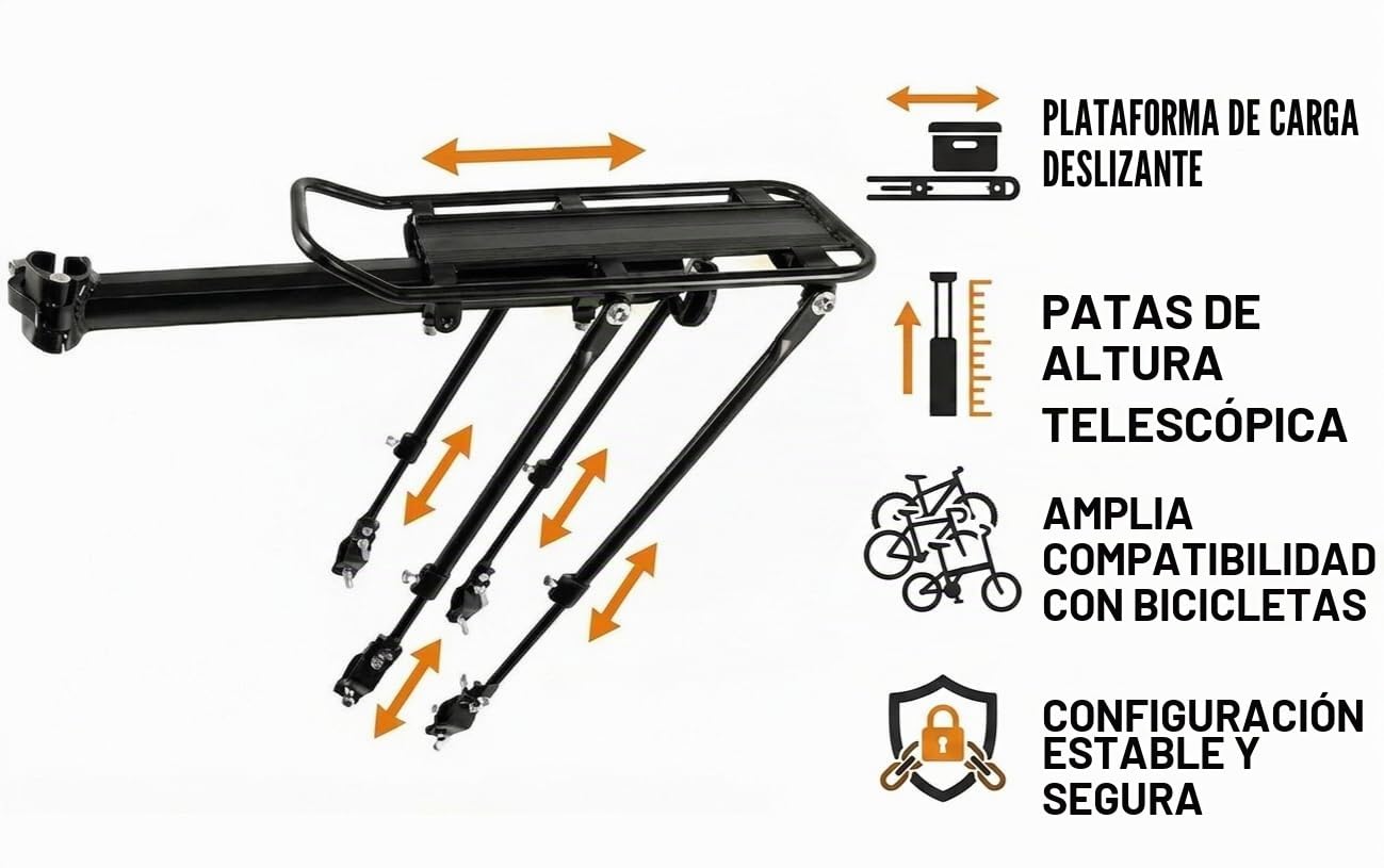 COMINGFIT® Capacidad de 80 kg, portabicicletas Ajustable Portaequipajes-Estante Súper Fuerte Mejora Estante para Bicicletas 4-Strong-Leg Bicycle Carrier