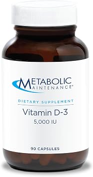 Metabolic Maintenance Vitamin D3 5000 IU, 90 Capsules | Delivers 125 mcg Vitamin D3 for Bone Strength, Immune Balance and Mood Wellness, Bioavailable Formula