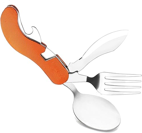 Juego de utensilios de cocina 4 en 1 para acampar, plegables, para cucharas, horquilla y cuchillo