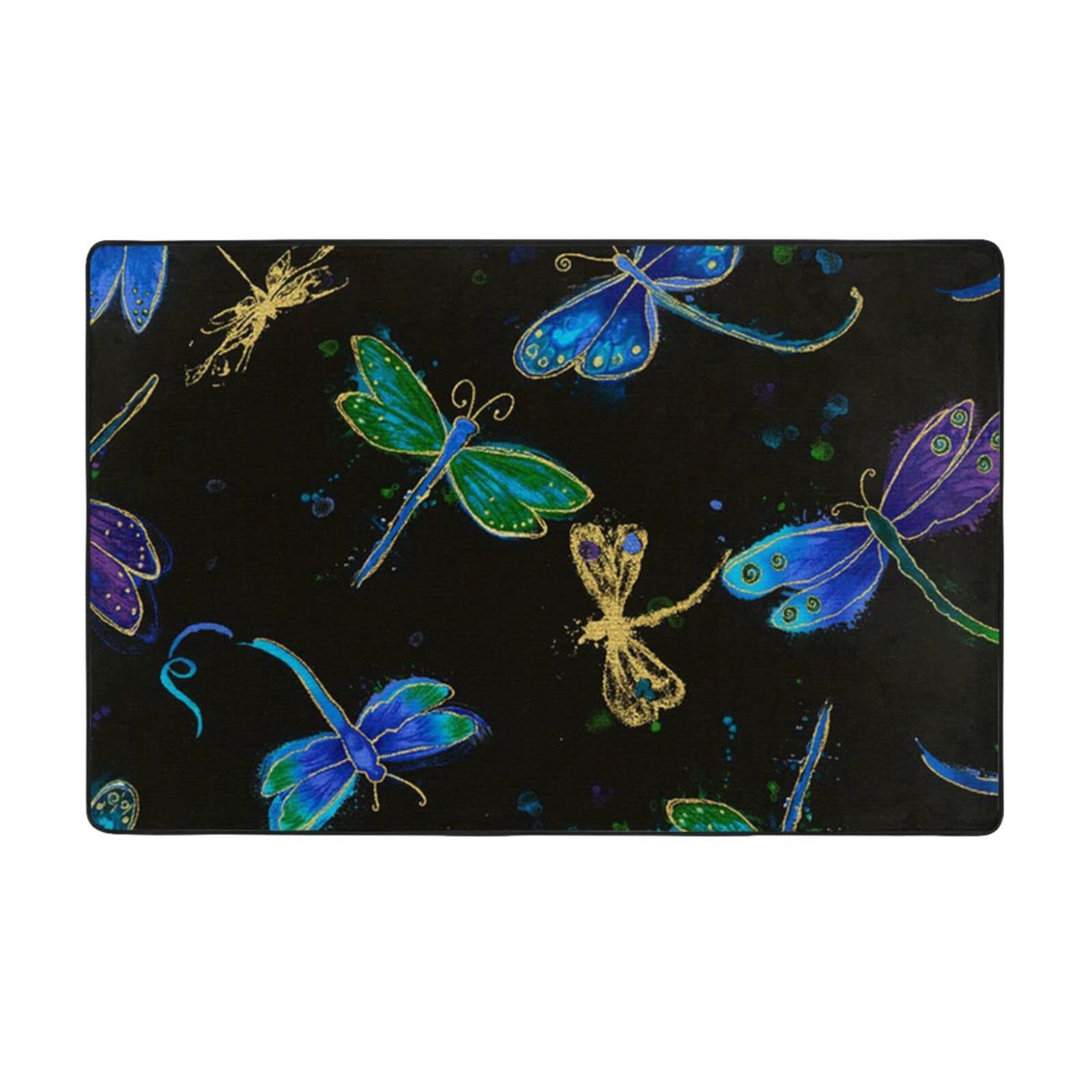 Tapis de sol libellule 150x100 en flanelle antidérapante et douce