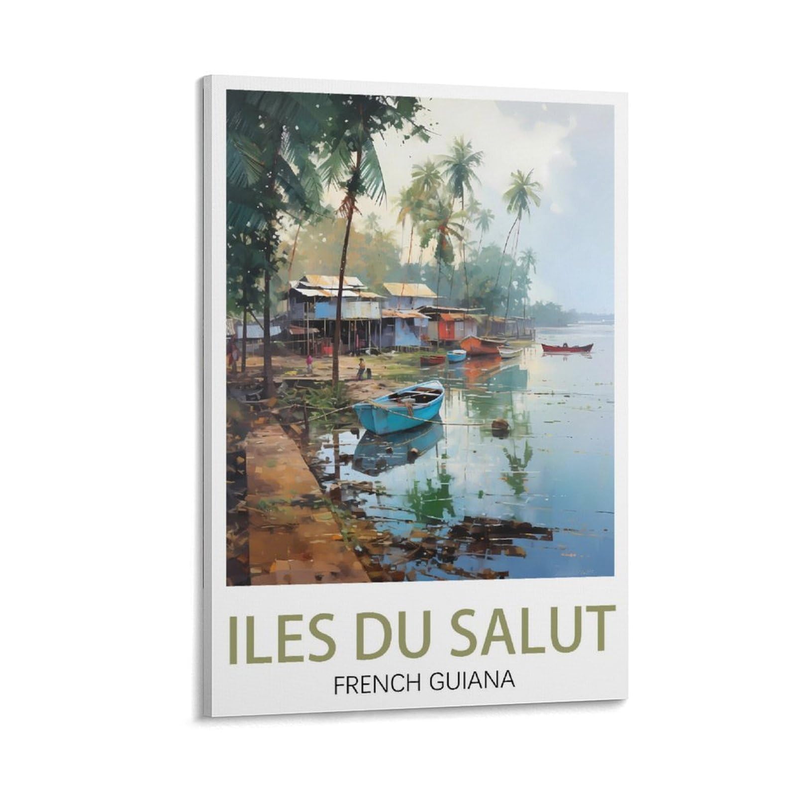 CNAHEIZ Iles Du Salut Französisch-Guayana Vintage-Reiseposter, 40 x 60 cm, Leinwand-Kunstdruck, Gemälde für Wanddekoration, Wohnzimmer, Schlafzimmer