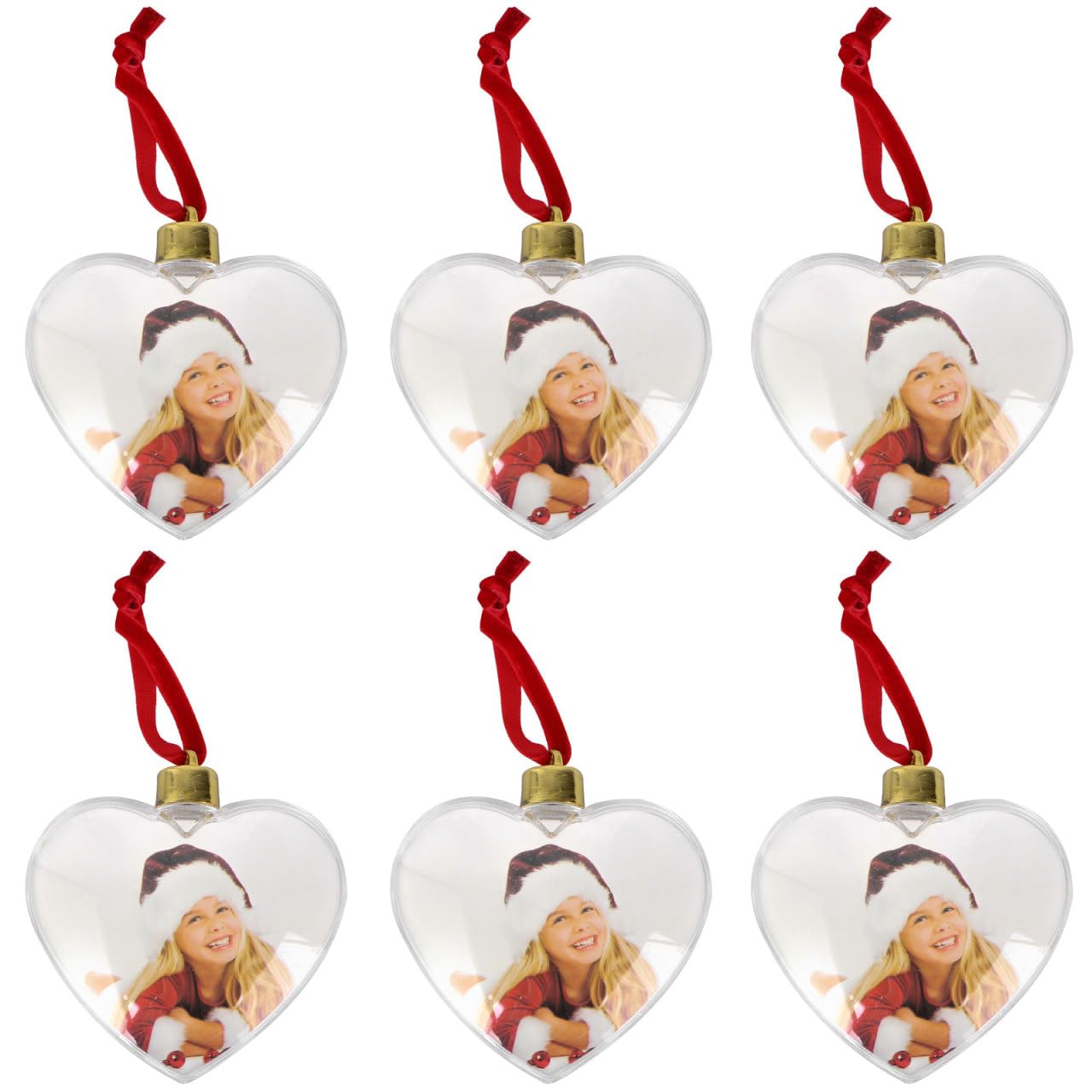 Alipis 6pcs DIY Transparent Hanging Photo Frame Ornaments Heart Shaped Plastic Pendants for Party Decorations Craft Baubles for Photo Display and Gift