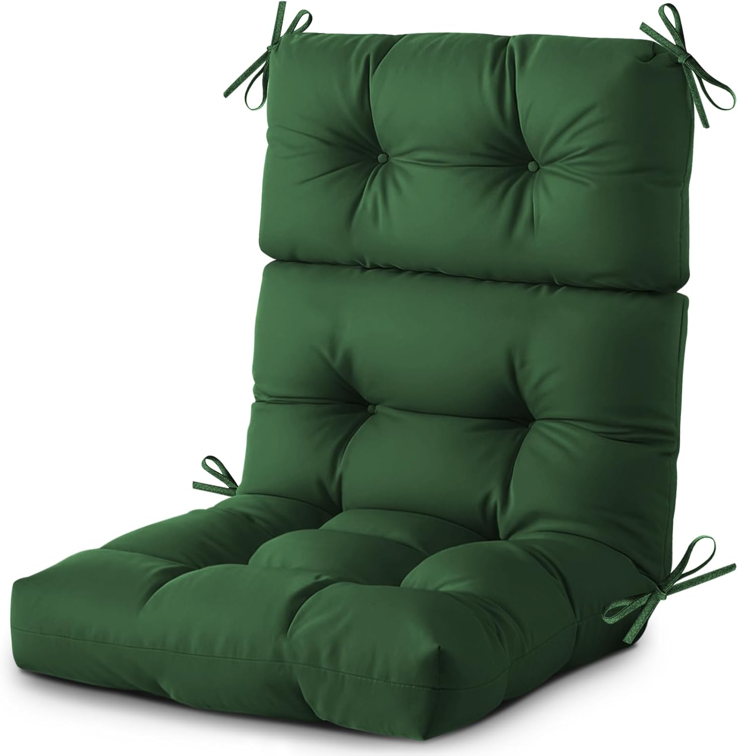 Outdoor/Indoor High Back Chair Cushion, Waterproof Outdoor Rocking Chair Cushion with Ties, Tufted Replacement Seat Cushions for Outdoor Furniture, Green Green 1 Pack