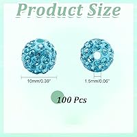 Vista 2 de PH PandaHall - 100 unidades de cuentas de 10 mm con diamantes de imitación, cuentas de arcilla tipo bola de discoteca con pavé, cuentas de cristal