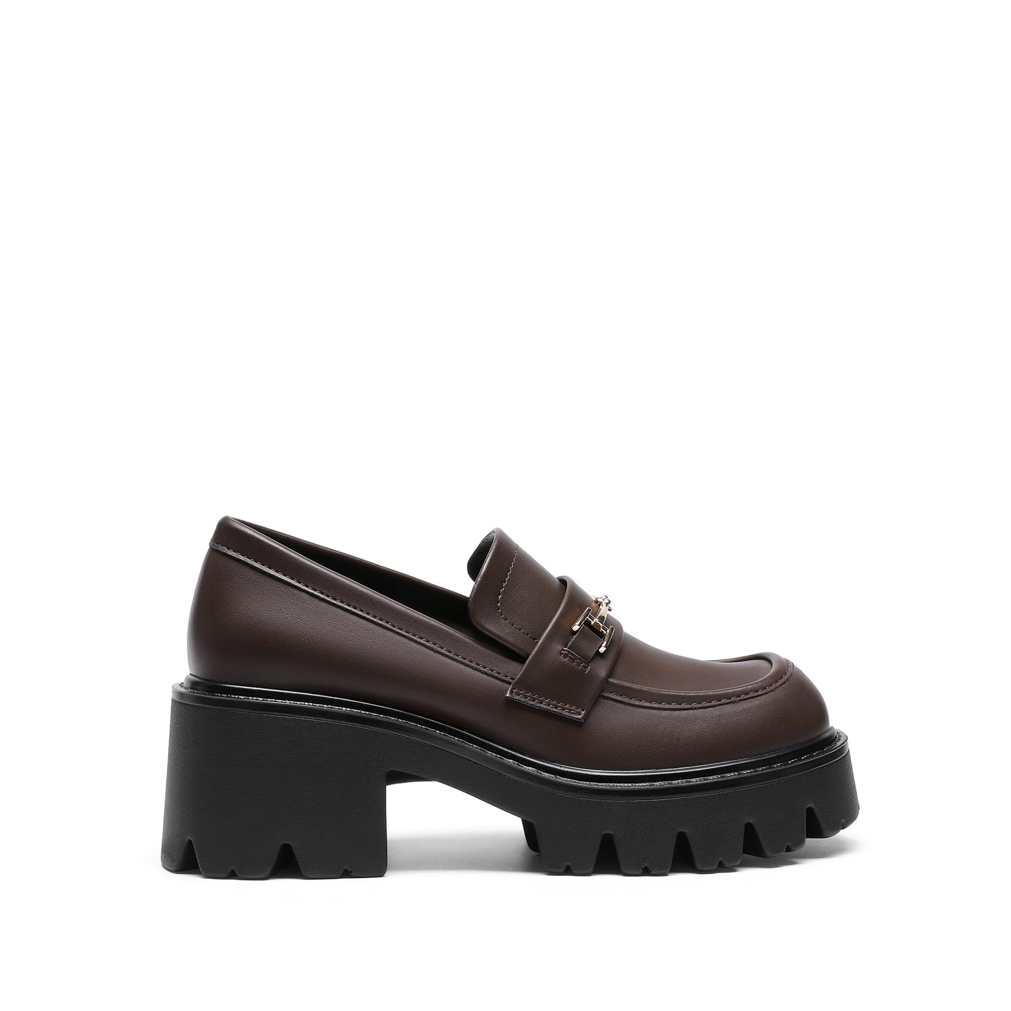 DREAM PAIRS Mocasines Plataforma Mujer | Tacón 6.6cm, plataforma 3cm, espuma viscoelástica, punta redonda, detalle cadena, suela tacos.