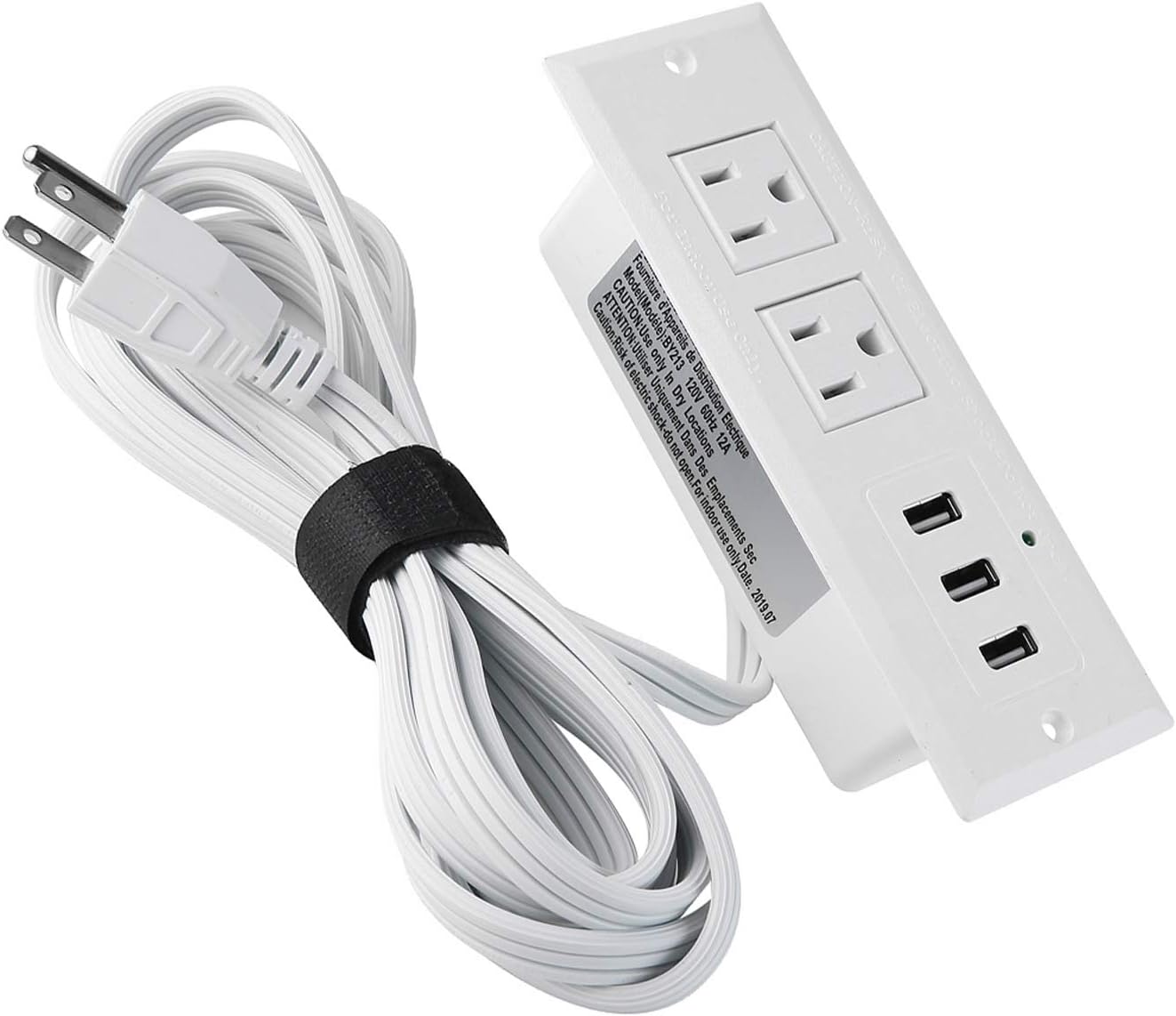 Recessed socket strip for furniture, socket with USB 3.1 A max., on conference computer, flush-mounted socket, computer power supply with
