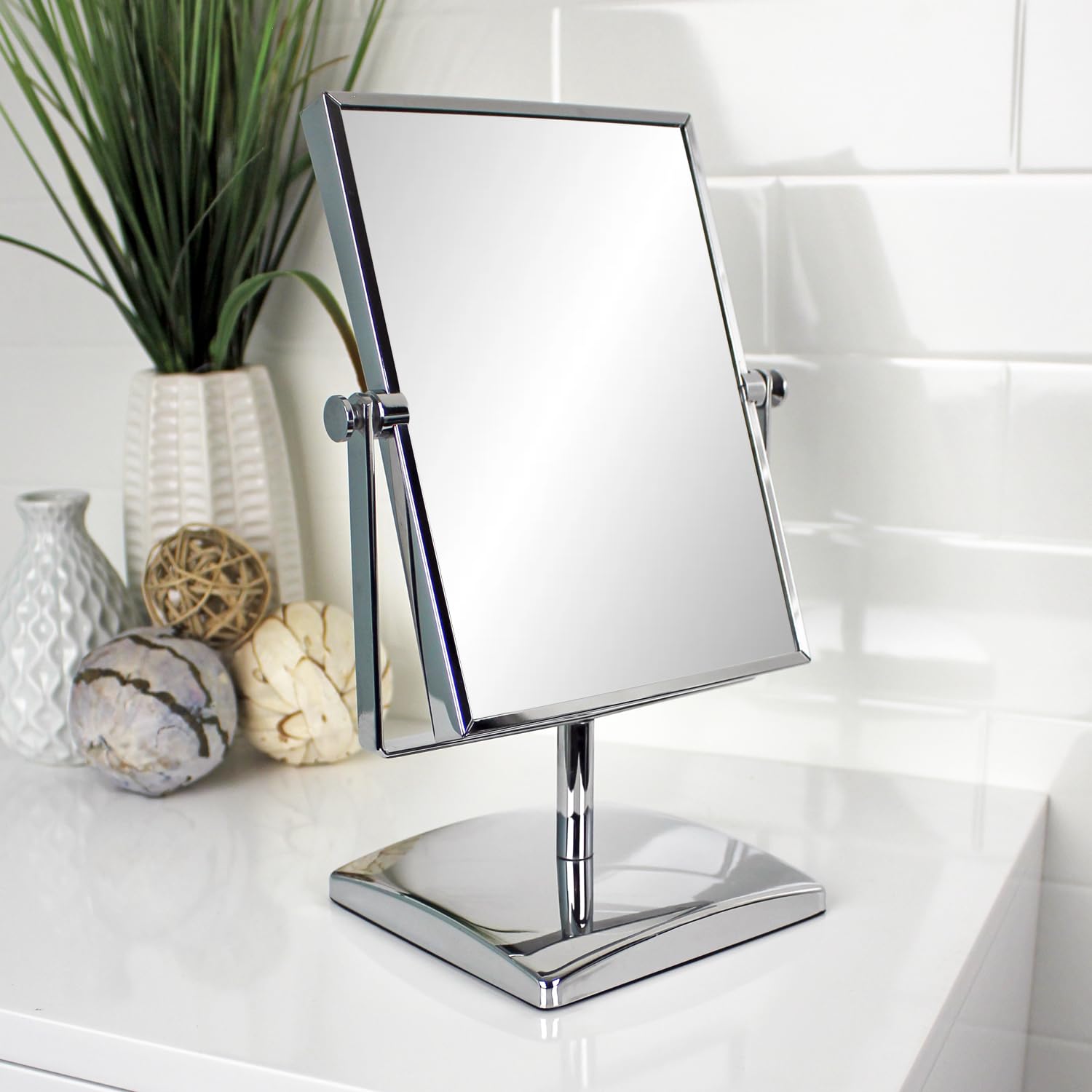3 x Magnification Rectangular Chrome Vanity Mirror | Teris