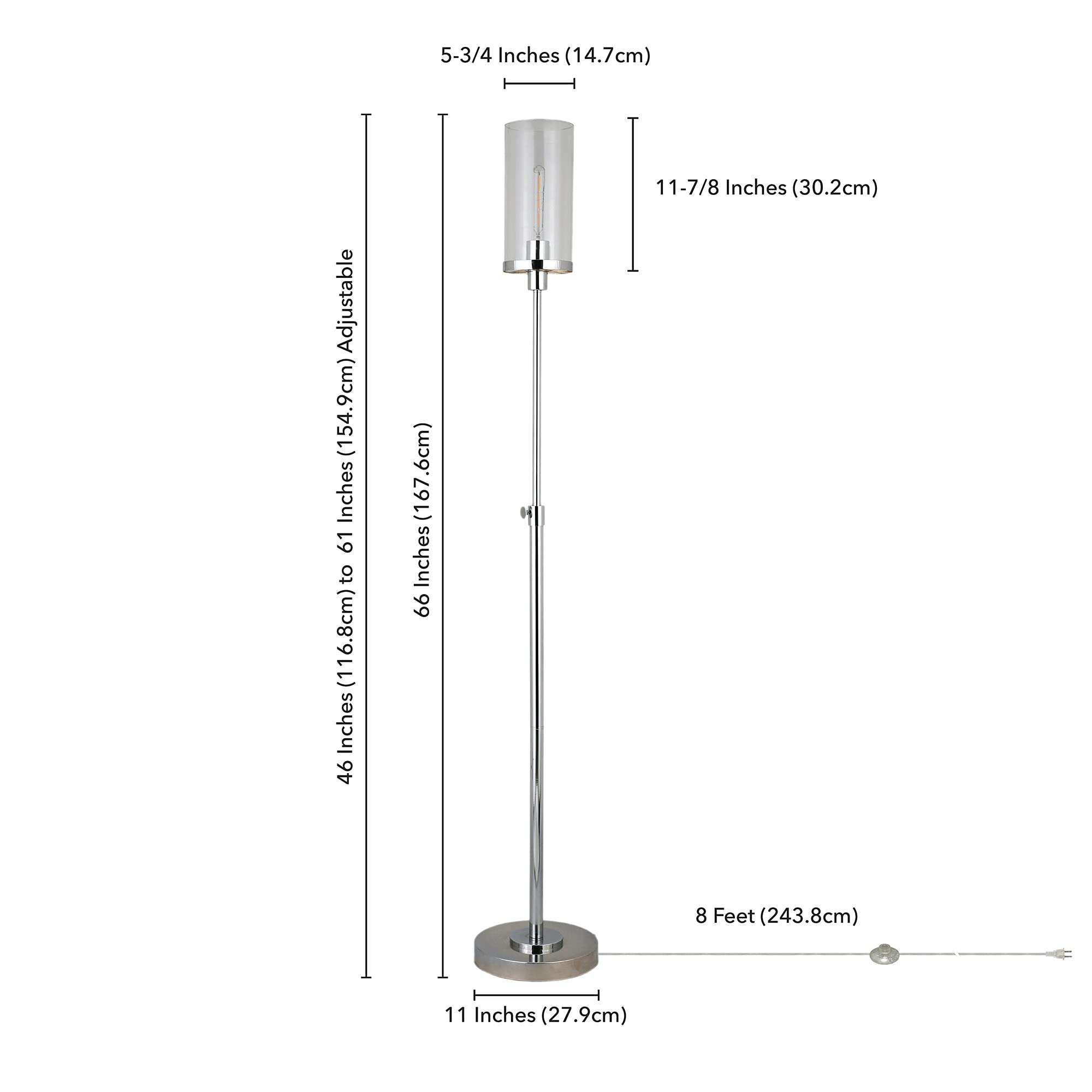 Frieda 66" Tall Floor Lamp with Glass Shade in Polished Nickel/Clear
