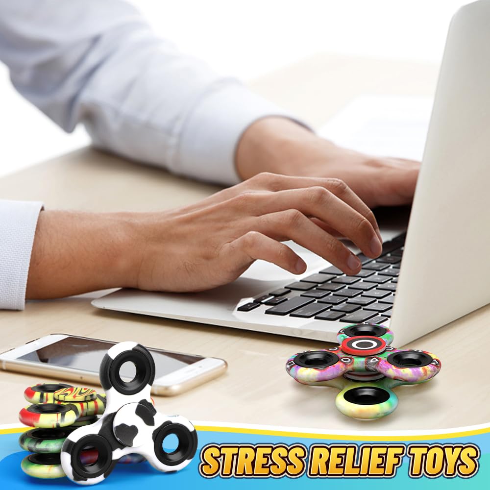 10 Pack Fidget Spinner Bulk für Kind Erwachsene Weihnachtsstrumpf Füller Geschenk, Metall Tri-Spinner Fidget Spielzeug Durable Hand Spinner für Stress Relief, Party Favors Supplies Bag Stuffers