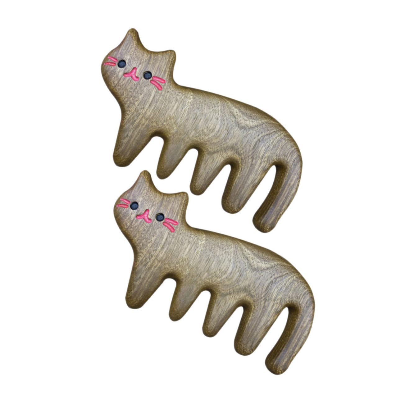 Ipetboom 4pièces Peigne De Massage Bois Forme De Chat Peigne Large Pour Démêler Les Cheveux Massage Du Chevelu Pour Types De Cheveux Portable Et Pratique