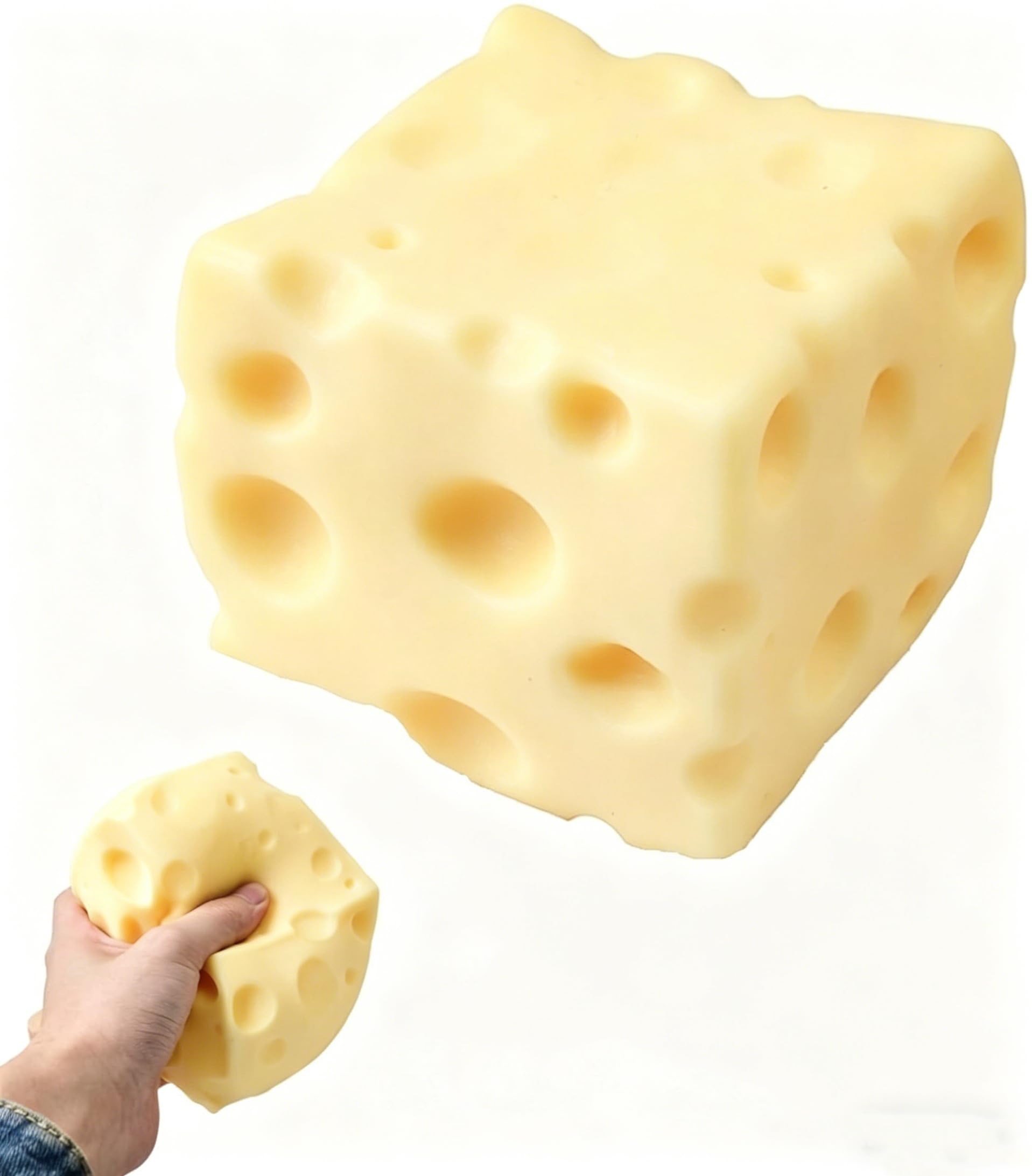 Photo 1 of Light Yellow Cheese Squishy Slow Rising, Squishy Squeeze Cheese Block, Soft Novelty Toy, Stress Balls for Adults Rebounding Sensory Squishys Cheese (2.76in)