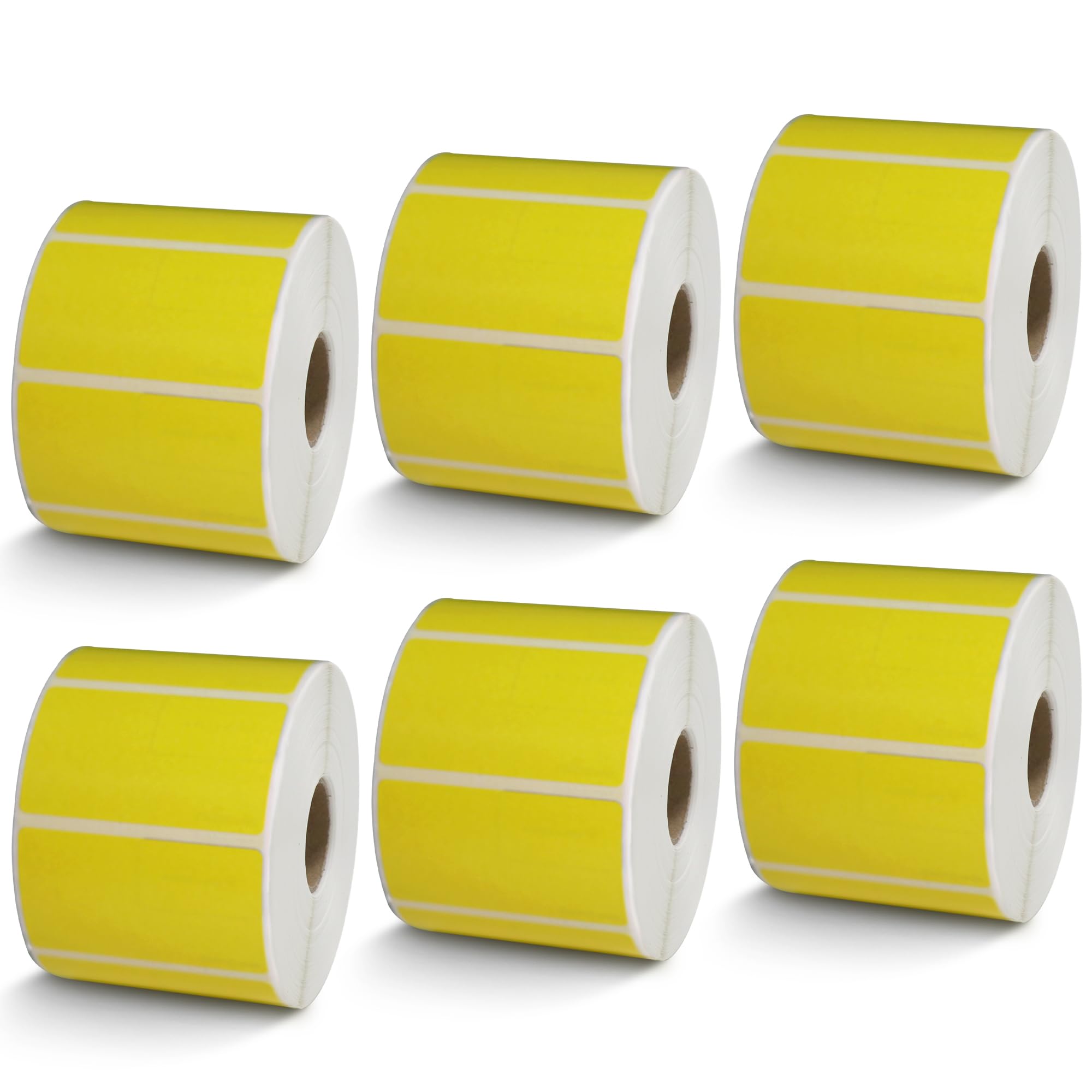 BETCKEY - 2.25" x 1.25" UPC Barcode & Multipurpose Labels Compatible with Zebra & Rollo Label Printer,Premium Adhesive & Perforated[Yellow, 6 Rolls,