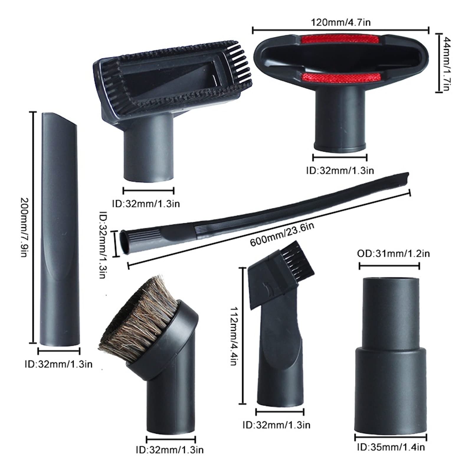 Uniwersalna szczotka ssąca z dyszą ssącą nadaje się do 32mm 35mm 1 1/4 Cal 1 3/8 Cal akcesoria do odkurzaczy kanapa z funkcją spania Gap Tool (Color : HXL6139)