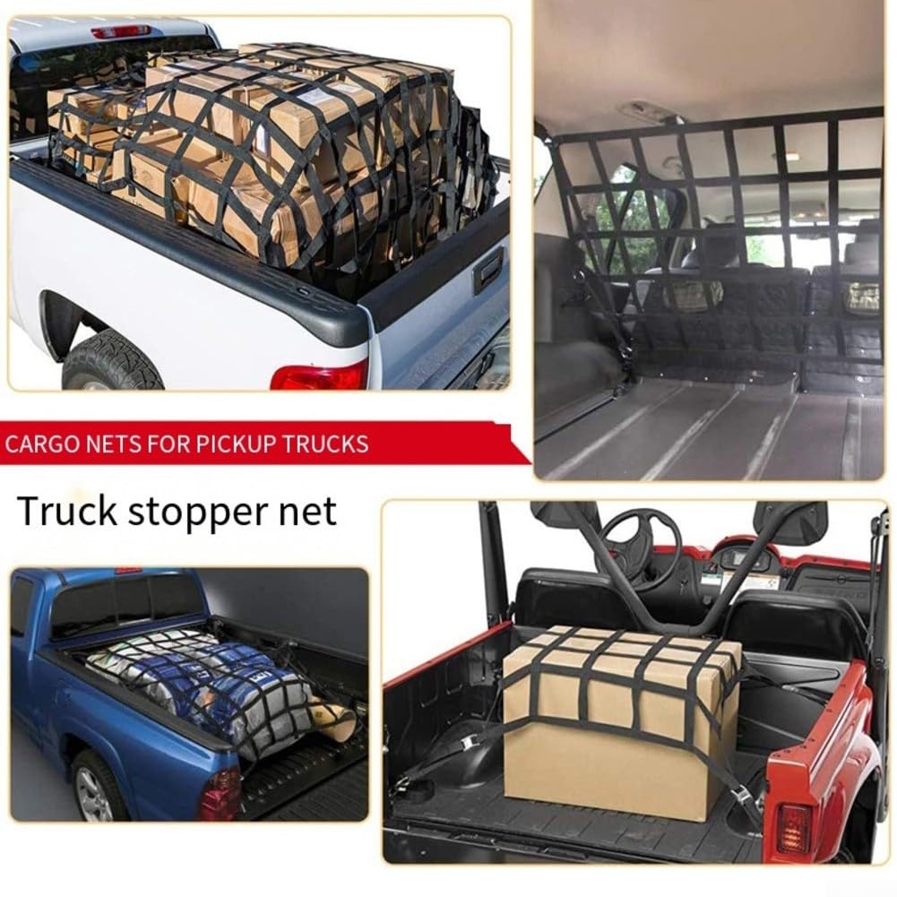 Strapazierfähiges Gepäcknetz mit verstellbaren Haken und engem, quadratischem Netz, geeignet für LKW, Anhänger, SUVs und Schiffe, um verschiedene Ladungstypen zu sichern (L—208 x 127 cm)