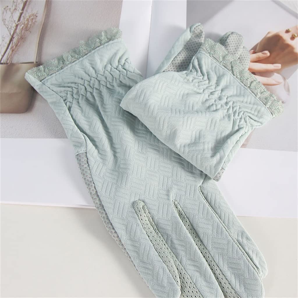 Women's Gloves Thin Short Driving Breathable Ice Silk Lace Flip Touch Screen Fingerless