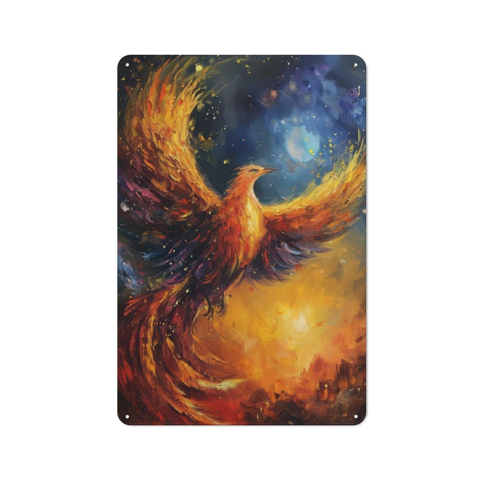 Junmoney Phoenix Moonlight Metal Wall Sign 30X20cm Featuring For Bar Or Restaurant, For Themed Interiors In Bars And Restaurants