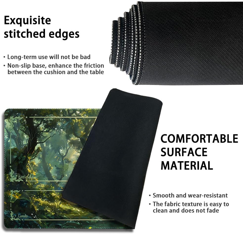 Durable MTG Playmat TCG Playmat with Zone and Locking Edges for MTG Gaming - Includes Waterproof Storage Bag (playmat (2),with Zone)