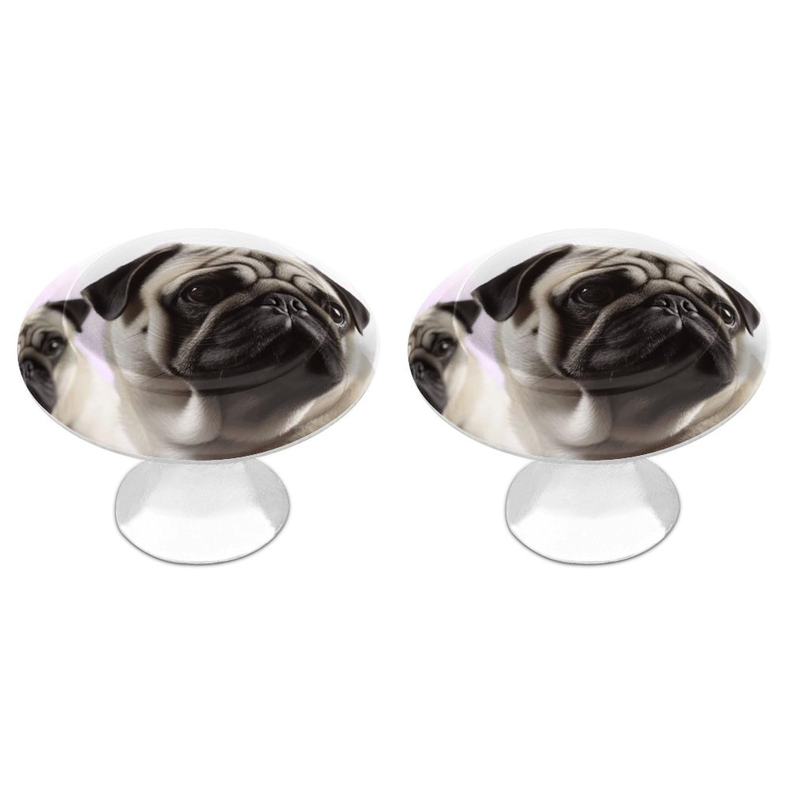 Vstadank Style Pug Dog Drawer Pulls Sturdy Stainless Steel Door Handle Round Cabinet Knobs Fashion Dresser Drawer Knobs Door Pulls Exquisite Cabinet Handles Furniture Pull 2Pcs