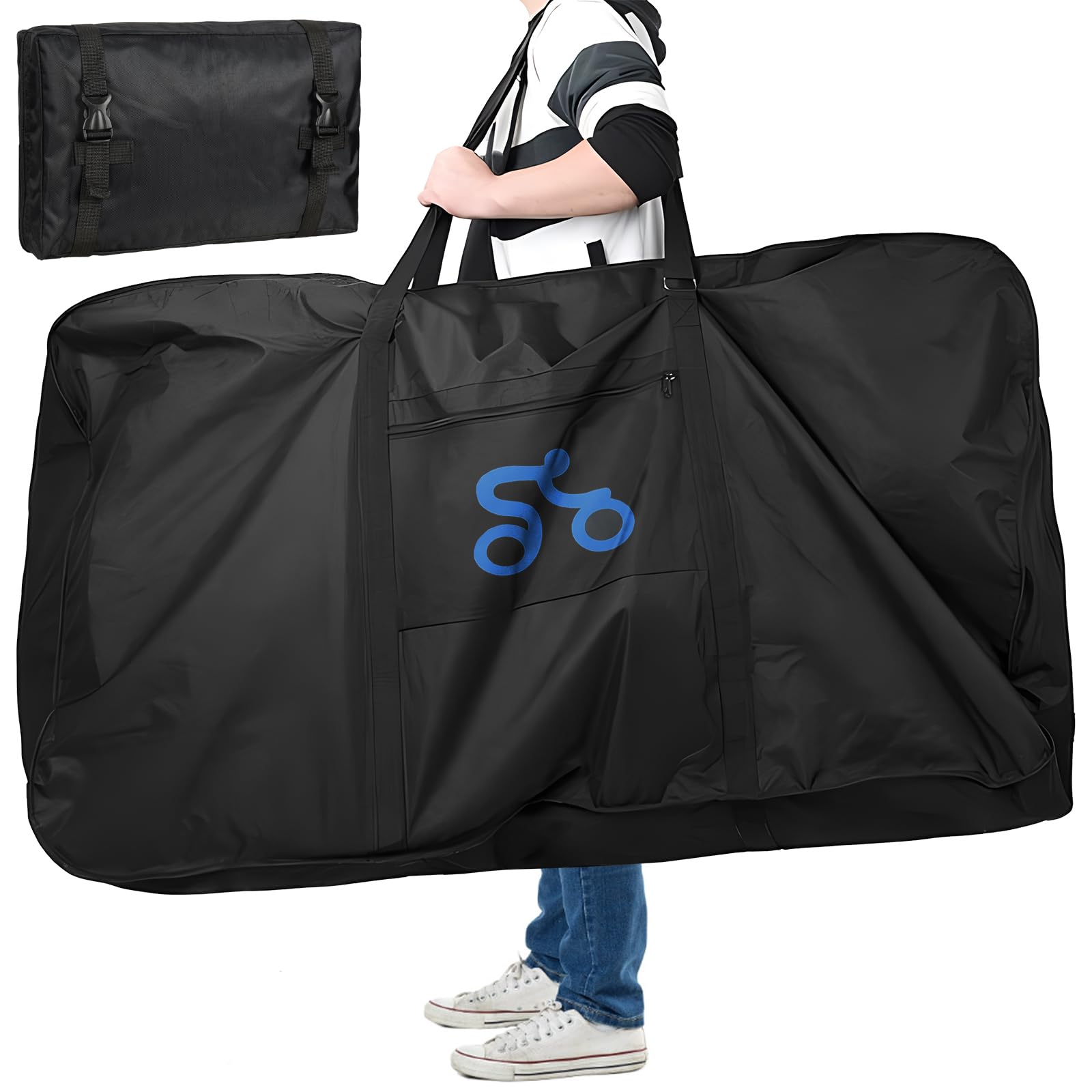 Borsone per Bici, Borsa Pieghevole Rinforzata per Bici da 26" Pieghevole, Bici da Corsa 700C, Mountain Bike, Borse da Viaggio per Ciclismo all'aperto
